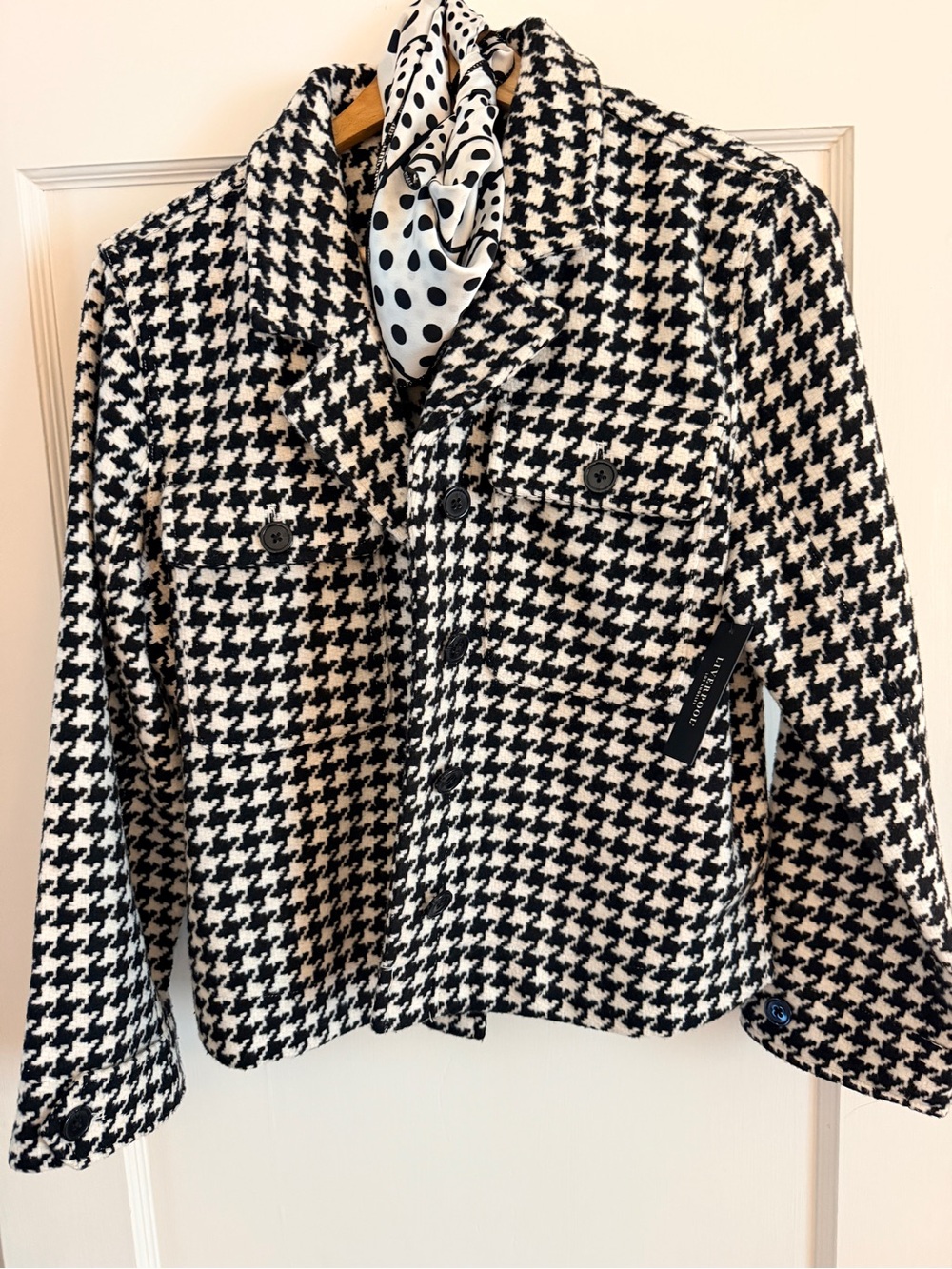 Liverpool Los Angeles Houndstooth Check Crop Shacket – NWT